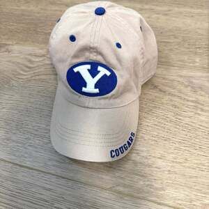 BYU Cougars Light Khaki Canvas Adjustable Baseball Hat with Oval Y Logo